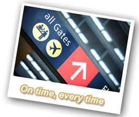Image of a departures timetable at the airport